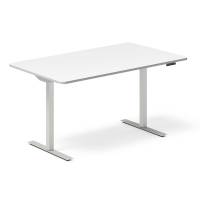 Office hæve-sænkebord 140x80cm hvid med sølv stel