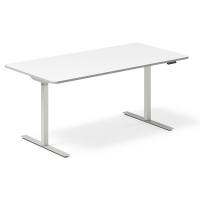 Office hæve-sænkebord 160x80cm hvid med sølv stel