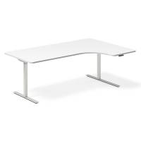 Office hæve-sænkebord højre 200x120cm hvid med sølv stel