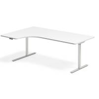 Office hæve-sænkebord venstre 200x120cm hvid med sølv stel