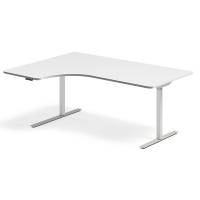 Office hæve-sænkebord venstre 180x120cm hvid med sølv stel