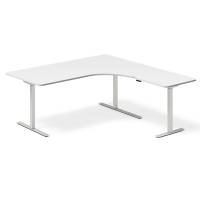 Office hæve-sænkebord højrevendt 180x180cm hvid med alugråt stel