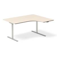 Office hæve-sænkebord 160x120cm i birk med alugråt stel højrevendt