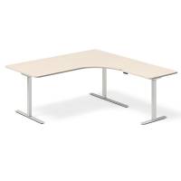 Office hæve-sænkebord højrevendt 180x180cm birk med alugråt stel