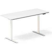 Office hæve-sænkebord 140x60cm hvid med hvidt stel