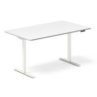 Office hæve-sænkebord 140x80cm hvid med hvidt stel