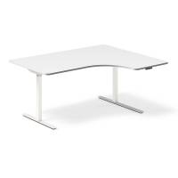 Office hæve-sænkebord 160x120cm i hvid med hvidt stel højrevendt