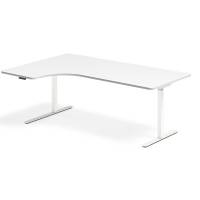 Office hæve-sænkebord venstre 200x120cm hvid med hvidt stel