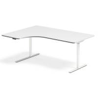 Office hæve-sænkebord venstre 180x120cm hvid med hvidt stel