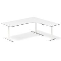 Office hæve-sænkebord højrevendt 200x180cm hvid med hvidt stel