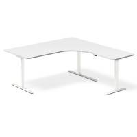 Office hæve-sænkebord højrevendt 180x180cm hvid med hvidt stel