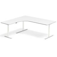 Office hæve-sænkebord venstrevendt 200x180cm hvid med hvidt stel