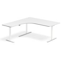 Office hæve-sænkebord venstrevendt 180x180cm hvid med hvidt stel