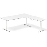 Office hæve-sænkebord højrevendt 200x200cm hvid med hvidt stel