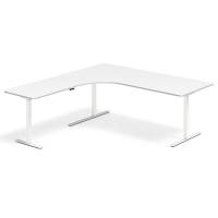 Office hæve-sænkebord venstrevendt 200x200cm hvid med hvidt stel