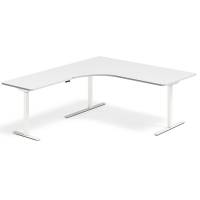 Office hæve-sænkebord venstrevendt 180x200cm hvid med hvidt stel