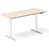 Office hæve-sænkebord 140x60cm i birk med hvidt stel