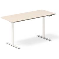 Office hæve-sænkebord 140x60cm birk med hvidt stel