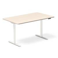 Office hæve-sænkebord 140x80cm birk med hvidt stel