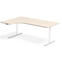 Office hæve-sænkebord venstre 200x120cm birk med hvidt stel