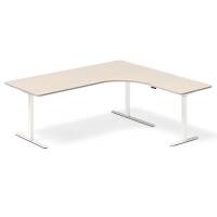 Office hæve-sænkebord højrevendt 200x180cm birk med hvidt stel