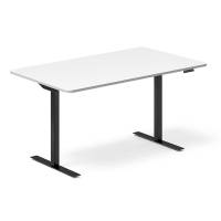 Office hæve-sænkebord 140x80cm hvid med sort stel
