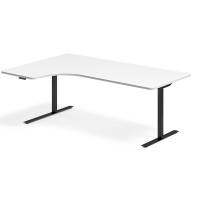 Office hæve-sænkebord venstre 200x120cm hvid med sort stel