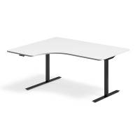 Office hæve-sænkebord 160x120cm i hvid med sort stel venstrevendt