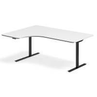 Office hæve-sænkebord venstre 180x120cm hvid med sort stel
