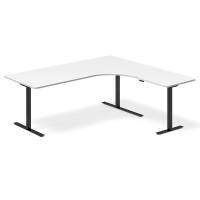 Office hæve-sænkebord højrevendt 200x180cm hvid med sort stel
