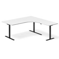 Office hæve-sænkebord højrevendt 180x180cm hvid med sort stel