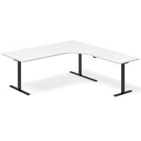 Office hæve-sænkebord højrevendt 200x200cm hvid med sort stel