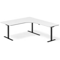 Office hæve-sænkebord højrevendt 180x200cm hvid med sort stel