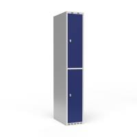 Garderobeskab 2-delt med hængelås 1x300mm blå dør