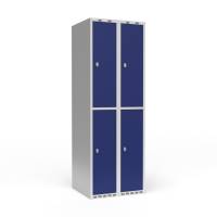 Garderobeskab 2-delt med hængelås 2x300mm blå dør
