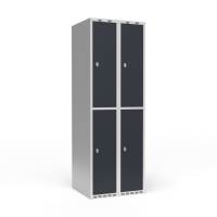 Garderobeskab 2-delt med hængelås 2x300mm antracitgrå dør