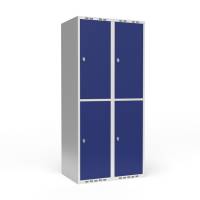 Garderobeskab 2-delt med hængelås 2x400mm blå dør