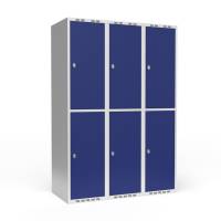 Garderobeskab 2-delt med hængelås 3x400mm blå dør