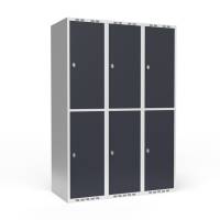 Garderobeskab 2-delt med hængelås 3x400mm antracitgrå dør