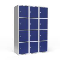 Garderobeskab 4-delt med hængelås 3x400mm blå dør