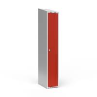 Garderobeskab med skråt tag og hængelås 1x300mm rød dør