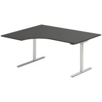 Office hæve-sænkebord 160x120cm i antracit med alugråt stel venstrevendt