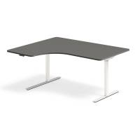 Office hæve-sænkebord 160x120cm i antracit med hvidt stel venstrevendt