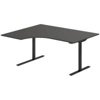 Office hæve-sænkebord 160x120cm i antracit med sort stel venstrevendt