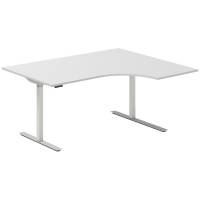 Office hæve-sænkebord 160x120cm i lys grå med alugråt stel højrevendt