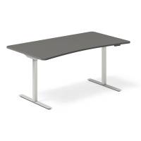 Hæve-sænke bord med bue 160x80cm antracit med sølv stel