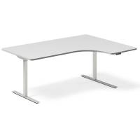 Office hæve-sænkebord højrevendt 180x120cm lysgrå med alugråt stel