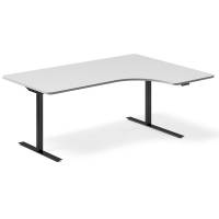 Office hæve-sænkebord højrevendt 180x120cm lysgrå med sort stel