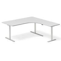 Office hæve-sænkebord højrevendt 180x180cm lysgrå med alugråt stel
