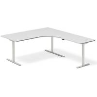 Office hæve-sænkebord højrevendt 180x200cm lysgrå med alugråt stel